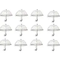 Discountershop 12 Stuks Transparante koepelparaplu 85 cm - doorzichtige paraplu - trouwparaplu - bruidsparaplu - stijlvol - plastic - automatisch - trouwen - bruiloft - trendy - fashionable