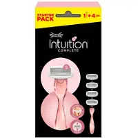 Wilkinson Sword Intuition Complete Care Scheersysteem voor vrouwen, Hydro-Boost-serum, starterspakket, 1 scheersysteem en 4 navulmesjes