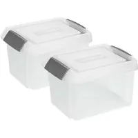 Sunware 2x opslagboxen kunststof 32 liter transparant 45 x 36 x 24 cm met hoge deksel - Opbergbox
