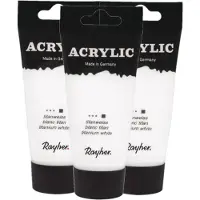 Rayher Hobby 3x tubes witte acrylverf/hobbyverf op waterbasis 75 ml - Hobbyverf