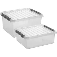 Sunware Opberg boxen set van 2x stuks in 25L en 36L kunststof met deksel - Opbergbox