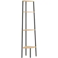 vidaXL Hoekkast met 4 lagen lichtbruin en zwart 45,5x31,5x150 cm