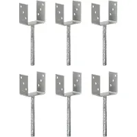 vidaXL Grondankers 6 st 10x6x30 cm gegalvaniseerd staal zilverkleurig
