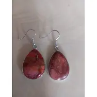 Zeeuws Meisje Gemstones-silver oorhangers jaspis oud roze oorbellen druppel steen 2,5 cm lang 925-zilver 8 g per stel