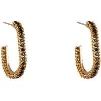 Go Dutch Label Oorknoppen roped sparkle oval Zwart