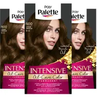 Palette - 600 Licht Bruin - Haarverf - Intensieve, Natuurlijke Kleuren met 100% Grijsdekking - Voordeelverpakking - 3 stuks
