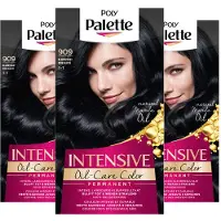 Palette - 909 Blauwzwart - Haarkleuring - Intensieve, Natuurlijke Kleuren met 100% Grijsdekking - Voordeelverpakking - 3 stucks