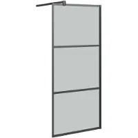 vidaXL Inloopdouchewand 90x195 cm donker ESG-glas zwart