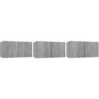 vidaXL Tv-meubelset 3 pcs Grijs Bewerkt hout