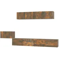 DKD Home Decor 5-delige Tv-meubelset bewerkt hout gerookt eikenkleurig