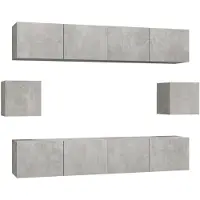vidaXL 6-delige Tv-meubelset bewerkt hout betongrijs