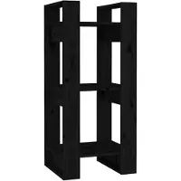 vidaXL Boekenkast/kamerscherm 41x35x91 cm massief grenenhout zwart