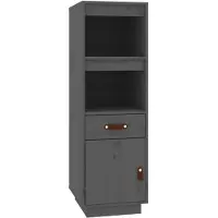 vidaXL Hoge kast 34x40x108,5 cm massief grenenhout grijs