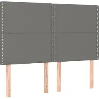 vidaXL Hoofdbord donkergrijs 144x5x118/128 cm Stof