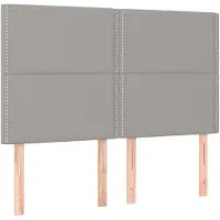 vidaXL Hoofdbord lichtgrijs 144x5x118/128 cm stof