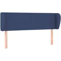 vidaXL Hoofdbord met randen 147x23x78/88 cm stof blauw