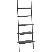 vidaXL Ladderrek met 5 schappen 64x34x185,5 cm zwart