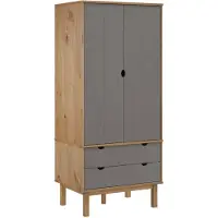 vidaXL Kledingkast OTTA 76,5x53x172 cm grenenhout bruin en grijs