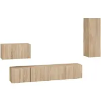 vidaXL 4-delige Tv-meubelset bewerkt hout sonoma eikenkleurig