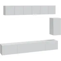 vidaXL 6-delige Tv-meubelset bewerkt hout wit