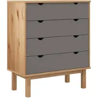 vidaXL Ladekast OTTA 76,5x39,5x90 cm massief grenenhout bruin en grijs