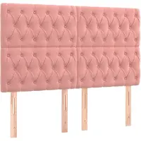 vidaXL Hoofdbord roze 160x7x118/128 cm fluweel