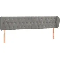 vidaXL Hoofdbord met randen 183x23x78/88 cm fluweel lichtgrijs