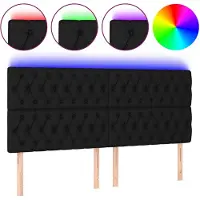 vidaXL Hoofdbord LED 200x7x118/128 cm stof zwart