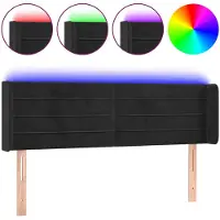 vidaXL Hoofdbord LED 147x16x78/88 cm fluweel zwart
