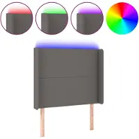 vidaXL Hoofdbord LED 103x16x118/128 cm kunstleer grijs