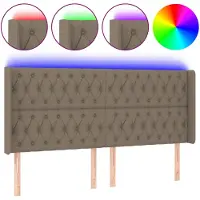 vidaXL Hoofdbord LED 203x16x118/128 cm stof taupe