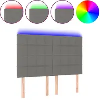 vidaXL Hoofdbord LED 144x5x118/128 cm stof donkergrijs