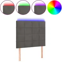 vidaXL Hoofdbord LED 90x5x118/128 cm fluweel donkergrijs