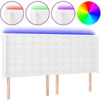 vidaXL Hoofdbord LED 203x16x118/128 cm kunstleer wit