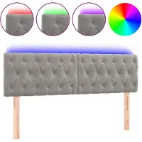 vidaXL Hoofdbord LED 160x7x78/88 cm fluweel lichtgrijs