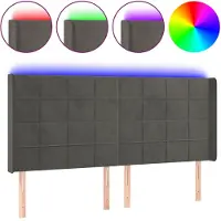 vidaXL Hoofdbord LED 183x16x118/128 cm fluweel donkergrijs