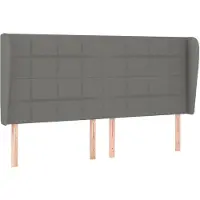 vidaXL Hoofdbord met randen 163x23x118/128 cm stof donkergrijs