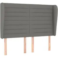 vidaXL Hoofdbord met randen 147x23x118/128 cm stof donkergrijs