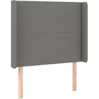 vidaXL Hoofdbord met randen 93x16x118/128 cm stof donkergrijs