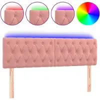 vidaXL Hoofdbord LED 144x7x78/88 cm fluweel roze
