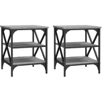 vidaXL Bijzettafels 2 st 40x42x50 cm bewerkt hout grijs sonoma eiken