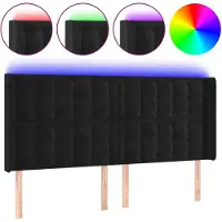 vidaXL Hoofdbord LED 183x16x118/128 cm fluweel zwart