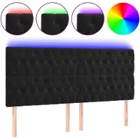 vidaXL Hoofdbord LED 200x7x118/128 cm fluweel zwart