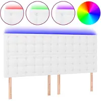 vidaXL Hoofdbord LED 200x5x118/128 cm kunstleer wit