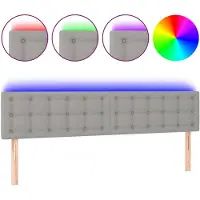 vidaXL Hoofdbord LED 180x5x78/88 cm stof lichtgrijs
