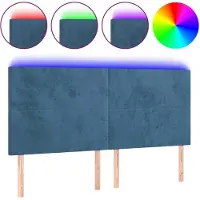 vidaXL Hoofdbord LED 160x5x118/128 cm fluweel donkerblauw