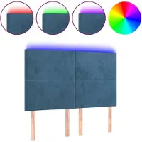 vidaXL Hoofdbord LED 144x5x118/128 cm fluweel donkerblauw