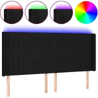 vidaXL Hoofdbord LED 163x16x118/128 cm stof zwart