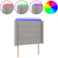 vidaXL Hoofdbord LED 103x16x118/128 cm stof lichtgrijs