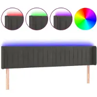 vidaXL Hoofdbord LED 183x16x78/88 cm fluweel donkergrijs